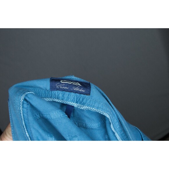 Men's Cesare Attolini 5 Pocket Jean Pants Solid Blue Cotton Sz 42 - Picture 10 of 11